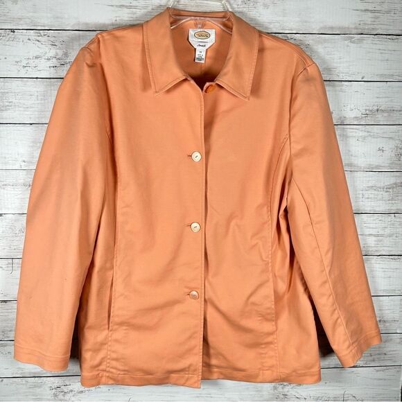 Talbots Twill Cotton Stretch Collared Salmon Unlined Jacket 14 - Picture 2 of 9